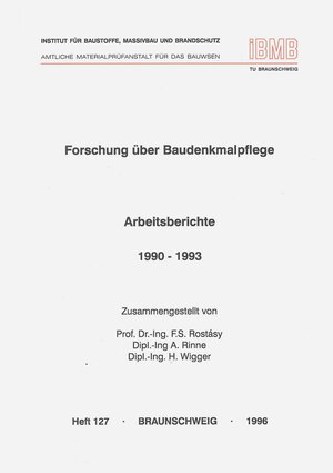 Buchcover Forschung über Baudenkmalpflege: Arbeitsberichte | EAN 9783892881063 | ISBN 3-89288-106-5 | ISBN 978-3-89288-106-3