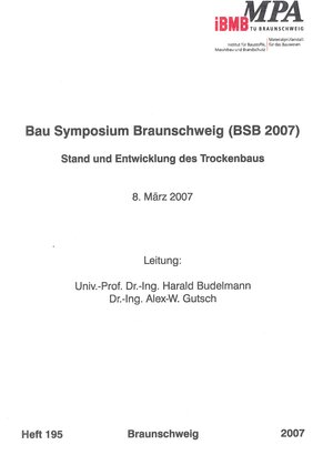 Buchcover Bau Symposium Braunschweig (BSB 2007)  | EAN 9783892881773 | ISBN 3-89288-177-4 | ISBN 978-3-89288-177-3