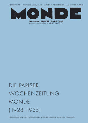 Buchcover Die Welt der Pariser Wochenzeitung MONDE (1928 - 1935)  | EAN 9783895289309 | ISBN 3-89528-930-2 | ISBN 978-3-89528-930-9