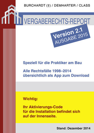 Buchcover Vergaberechts-Report 1998-2014 - Version 2.1 | Andreas Demharter | EAN 9783896504043 | ISBN 3-89650-404-5 | ISBN 978-3-89650-404-3