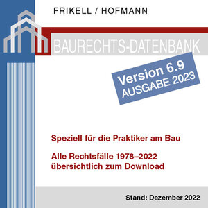 Buchcover Baurechts-Datenbank 1978–2022 zum Download - Version 6.9 | Eckhard Frikell | EAN 9783896505446 | ISBN 3-89650-544-0 | ISBN 978-3-89650-544-6