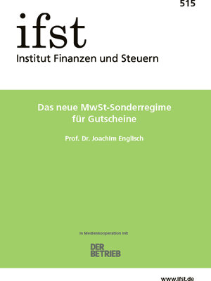 Buchcover ifst-Schrift 515 | Joachim Englisch | EAN 9783897371743 | ISBN 3-89737-174-X | ISBN 978-3-89737-174-3