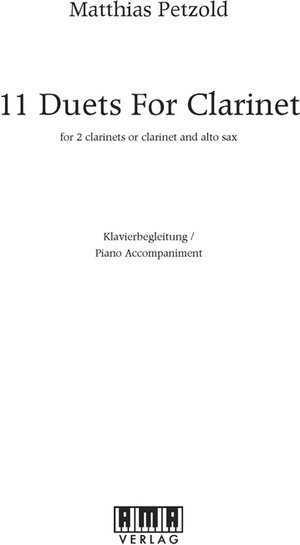 Buchcover 11 Duets for Clarinet - Klavierbegleitung | Matthias Petzold | EAN 9783899222135 | ISBN 3-89922-213-X | ISBN 978-3-89922-213-5