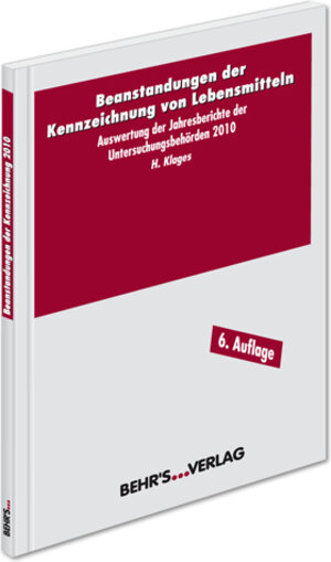 Buchcover Beanstanungen der Kennzeichnung von Lebensmitteln | Heiko Klages | EAN 9783899479041 | ISBN 3-89947-904-1 | ISBN 978-3-89947-904-1