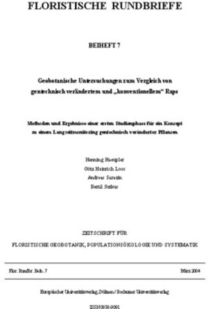 Buchcover Geobotanische Untersuchungen zum Vergleich von gentechnisch verändertem und „konventionellem“ Raps | Henning Haeupler | EAN 9783899660098 | ISBN 3-89966-009-9 | ISBN 978-3-89966-009-8