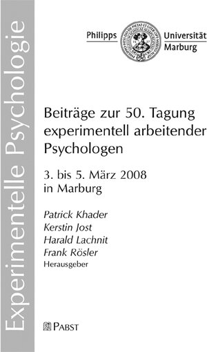 Buchcover Beiträge zur 50. Tagung experimentell arbeitender Psychologen  | EAN 9783899674576 | ISBN 3-89967-457-X | ISBN 978-3-89967-457-6