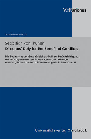 Buchcover Directors’ Duty for the Benefit of Creditors | Sebastian von Thunen | EAN 9783899718645 | ISBN 3-89971-864-X | ISBN 978-3-89971-864-5