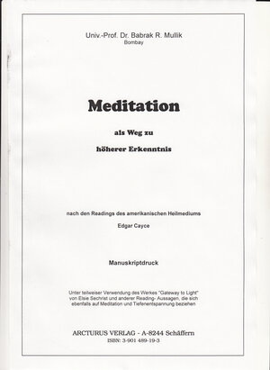 Buchcover Meditation als Weg zu höherer Erkenntnis | Babrak R Mullik | EAN 9783901489198 | ISBN 3-901489-19-3 | ISBN 978-3-901489-19-8