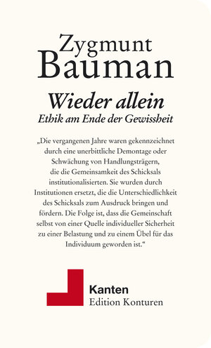 Buchcover Wieder allein | Zygmunt Bauman | EAN 9783902968456 | ISBN 3-902968-45-1 | ISBN 978-3-902968-45-6
