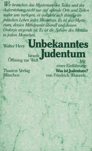 Buchcover Unbekanntes Judentum | Walter Herz | EAN 9783905783018 | ISBN 3-905783-01-0 | ISBN 978-3-905783-01-8