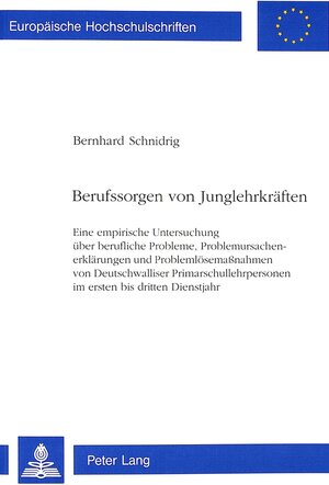 Buchcover Berufssorgen von Junglehrkräften | Bernhard Schnidrig | EAN 9783906752013 | ISBN 3-906752-01-1 | ISBN 978-3-906752-01-3