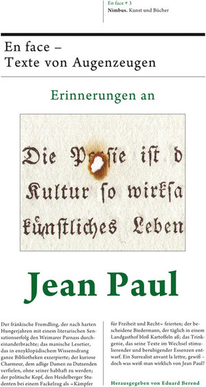 Buchcover Erinnerungen an Jean Paul  | EAN 9783907142783 | ISBN 3-907142-78-0 | ISBN 978-3-907142-78-3