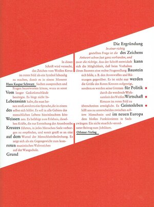 Buchcover Vom Lebenssinn des Weissen Kreuzes auf dem roten Grund | Hans K Schwarz | EAN 9783907191040 | ISBN 3-907191-04-8 | ISBN 978-3-907191-04-0