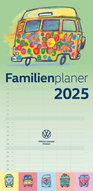 Buchcover arti promotion - VW 2025 Familienplaner, 22x45cm, Kalender mit bunten VW Modellen, 5 Spalten, viel Platz für Notizen und internationales Kalendarium, mit Spiralbindung  | EAN 9783911144056 | ISBN 3-911144-05-9 | ISBN 978-3-911144-05-6