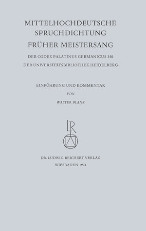 Buchcover Mittelhochdeutsche Spruchdichtung – Früher Meistersang  | EAN 9783920153339 | ISBN 3-920153-33-2 | ISBN 978-3-920153-33-9