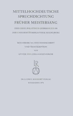 Buchcover Mittelhochdeutsche Spruchdichtung – Früher Meistersang  | EAN 9783920153346 | ISBN 3-920153-34-0 | ISBN 978-3-920153-34-6