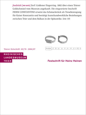 Buchcover Festschrift für Heinz Heinen  | EAN 9783923319725 | ISBN 3-923319-72-X | ISBN 978-3-923319-72-5
