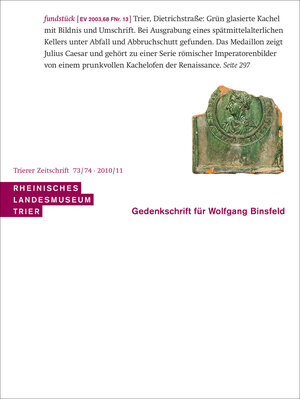 Buchcover Gedenkschrift für Wolfgang Binsfeld  | EAN 9783923319817 | ISBN 3-923319-81-9 | ISBN 978-3-923319-81-7