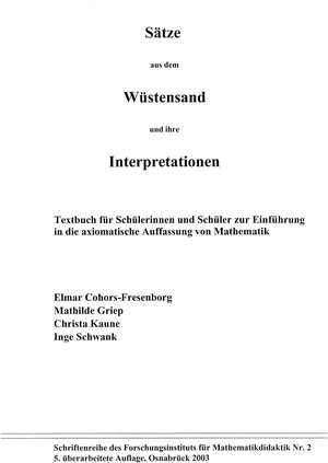 Buchcover Sätze aus dem Wüstensand und ihre Interpretationen | Elmar Cohors-Fresenborg | EAN 9783925386008 | ISBN 3-925386-00-9 | ISBN 978-3-925386-00-8