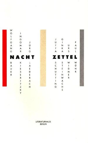 Buchcover Nacht Zettel | Wolfgang Bauer | EAN 9783926433008 | ISBN 3-926433-00-0 | ISBN 978-3-926433-00-8
