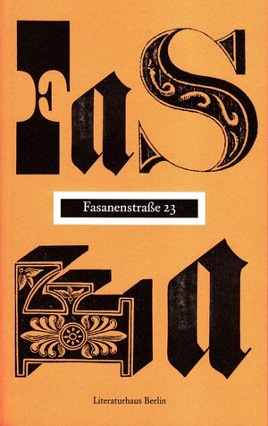 Buchcover Fasanenstraße 23 | H. C. Artmann | EAN 9783926433541 | ISBN 3-926433-54-X | ISBN 978-3-926433-54-1