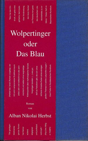 Buchcover Wolpertinger Oder Das Blau | Alban N Herbst | EAN 9783929232127 | ISBN 3-929232-12-X | ISBN 978-3-929232-12-7