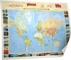 Buchcover Kastanea Weltkarte "Places of my life", 1:35 Mio., deutschsprachig, Papierkarte gerollt, folienbeschichtet  | EAN 9783930468553 | ISBN 3-930468-55-7 | ISBN 978-3-930468-55-3