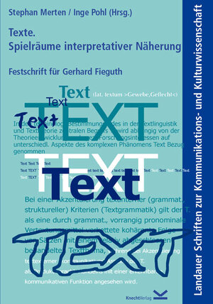 Buchcover Texte. Spielräume interpretativer Näherung  | EAN 9783930927883 | ISBN 3-930927-88-8 | ISBN 978-3-930927-88-3