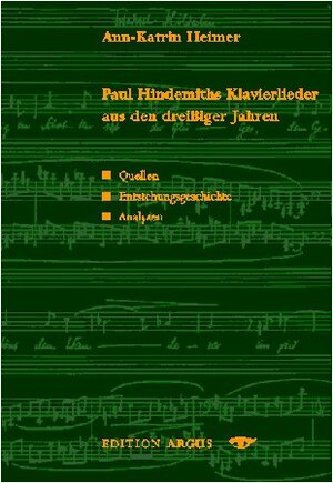 Buchcover Paul Hindemiths Klavierlieder aus den dreissiger Jahren | Ann K Heimer | EAN 9783931264031 | ISBN 3-931264-03-3 | ISBN 978-3-931264-03-1