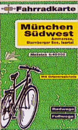 Fahrradkarte München Südwest, Ammersee, Starnberger See, Isartal. 1:40000