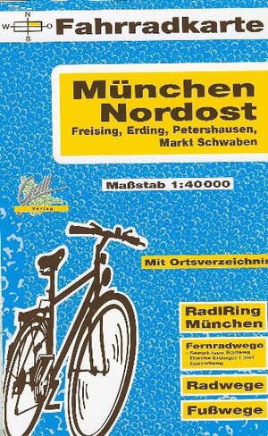 Fahrradkarte München Nordost, Freising, Erding, Petershausen, Markt Schwaben. 1:40000