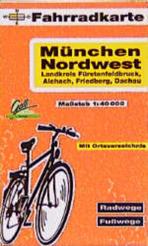 Fahrradkarte München Nordwest, Lkr. Fürstenfeldbruck, Aichach, Friedberg, Dachau. 1:40000