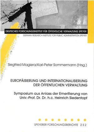 Buchcover Europäisierung und Internationalisierung der öffentlichen Verwaltung  | EAN 9783932112898 | ISBN 3-932112-89-X | ISBN 978-3-932112-89-8