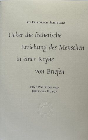 Buchcover Plädoyer für eine apokalyptische Schiller-Lektüre | Johanna Hueck | EAN 9783933332165 | ISBN 3-933332-16-8 | ISBN 978-3-933332-16-5