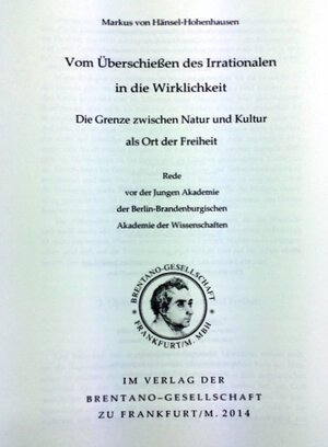 Buchcover Vom Überschießen des Irrationalen in die Wirklichkeit/ The Inroad of the Irrational into Reality | Markus von Hänsel-Hohenhausen | EAN 9783933800435 | ISBN 3-933800-43-9 | ISBN 978-3-933800-43-5