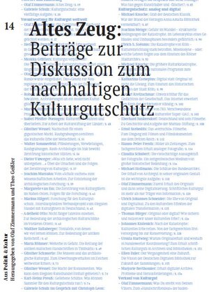 Buchcover Altes Zeug: Beiträge zur Diskussion zum nachhaltigen Kulturgutschutz  | EAN 9783934868380 | ISBN 3-934868-38-X | ISBN 978-3-934868-38-0