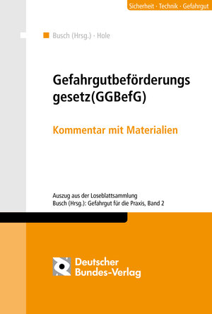 Buchcover Gefahrgutbeförderungsgesetz (GGBefG)  | EAN 9783935064866 | ISBN 3-935064-86-1 | ISBN 978-3-935064-86-6