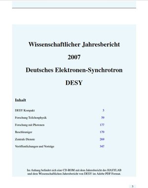 Buchcover Wissenschaftlicher Jahresbericht DESY 2007  | EAN 9783935702294 | ISBN 3-935702-29-9 | ISBN 978-3-935702-29-4