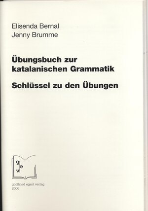 Übungsbuch zur katalanischen Grammatik, Schlüssel zu den Übungen