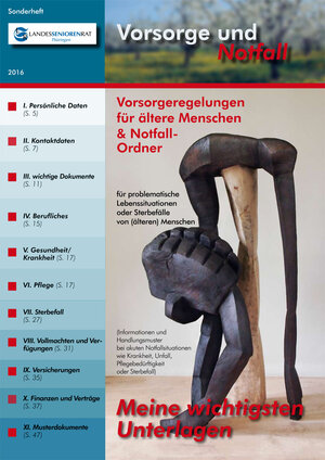 Buchcover Vorsorge und Notfall  | EAN 9783937107370 | ISBN 3-937107-37-1 | ISBN 978-3-937107-37-0