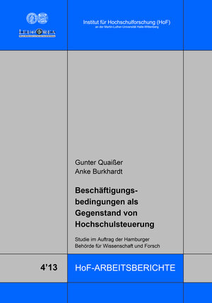 Buchcover Beschäftigungsbedingungen als Gegenstand von Hochschulsteuerung | Gunter Quaißer | EAN 9783937573403 | ISBN 3-937573-40-2 | ISBN 978-3-937573-40-3