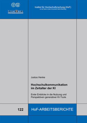 Buchcover Hochschulkommunikation im Zeitalter der KI | Justus Henke | EAN 9783937573892 | ISBN 3-937573-89-5 | ISBN 978-3-937573-89-2