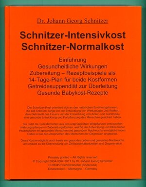 Buchcover Schnitzer-Intensivkost, Schnitzer-Normalkost | Johann G Schnitzer | EAN 9783938556290 | ISBN 3-938556-29-3 | ISBN 978-3-938556-29-0
