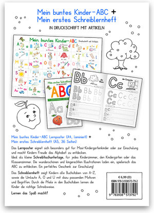 Buchcover Mein buntes Kinder-ABC DIN A4 laminiert + Mein erstes Schreiblernheft - Set in Druckschrift  | EAN 9783938573792 | ISBN 3-938573-79-1 | ISBN 978-3-938573-79-2