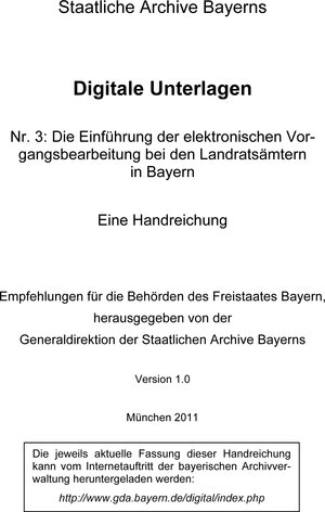 Buchcover Die Einführung der elektronischen Vorgangsbearbeitung bei den Landratsämtern in Bayern. Eine Handreichung. | Christoph Bachmann | EAN 9783938831298 | ISBN 3-938831-29-4 | ISBN 978-3-938831-29-8