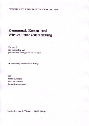 Buchcover Kommunale Kosten- und Wirtschaftlichkeitsrechnung | Bernd Klümper | EAN 9783939203698 | ISBN 3-939203-69-6 | ISBN 978-3-939203-69-8