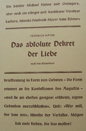 Buchcover Das absolute Dekret der Liebe | Friedrich Mayer | EAN 9783939344056 | ISBN 3-939344-05-2 | ISBN 978-3-939344-05-6