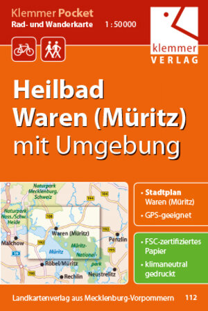 Buchcover Klemmer Pocket Rad- und Wanderkarte Heilbad Waren (Müritz) mit Umgebung  | EAN 9783940175335 | ISBN 3-940175-33-1 | ISBN 978-3-940175-33-5
