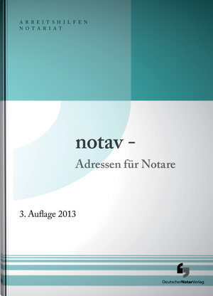 Buchcover notav - Adressen für Notare  | EAN 9783940645654 | ISBN 3-940645-65-6 | ISBN 978-3-940645-65-4
