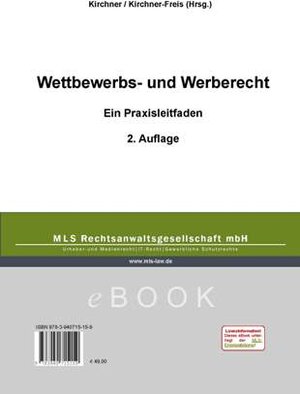 Buchcover Wettbewerbs- und Werberecht | Iris Kirchner-Freis | EAN 9783940715159 | ISBN 3-940715-15-8 | ISBN 978-3-940715-15-9
